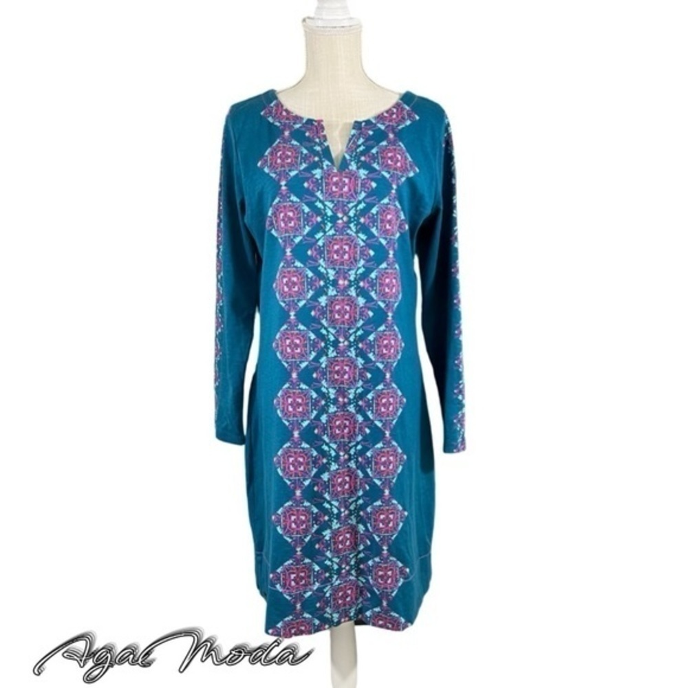 Hatley Midi Cotton Long Sleeve Dress with Vertical Pattern